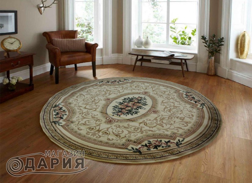 Тъкан персийски килим Blue stones 5261_cream кръг